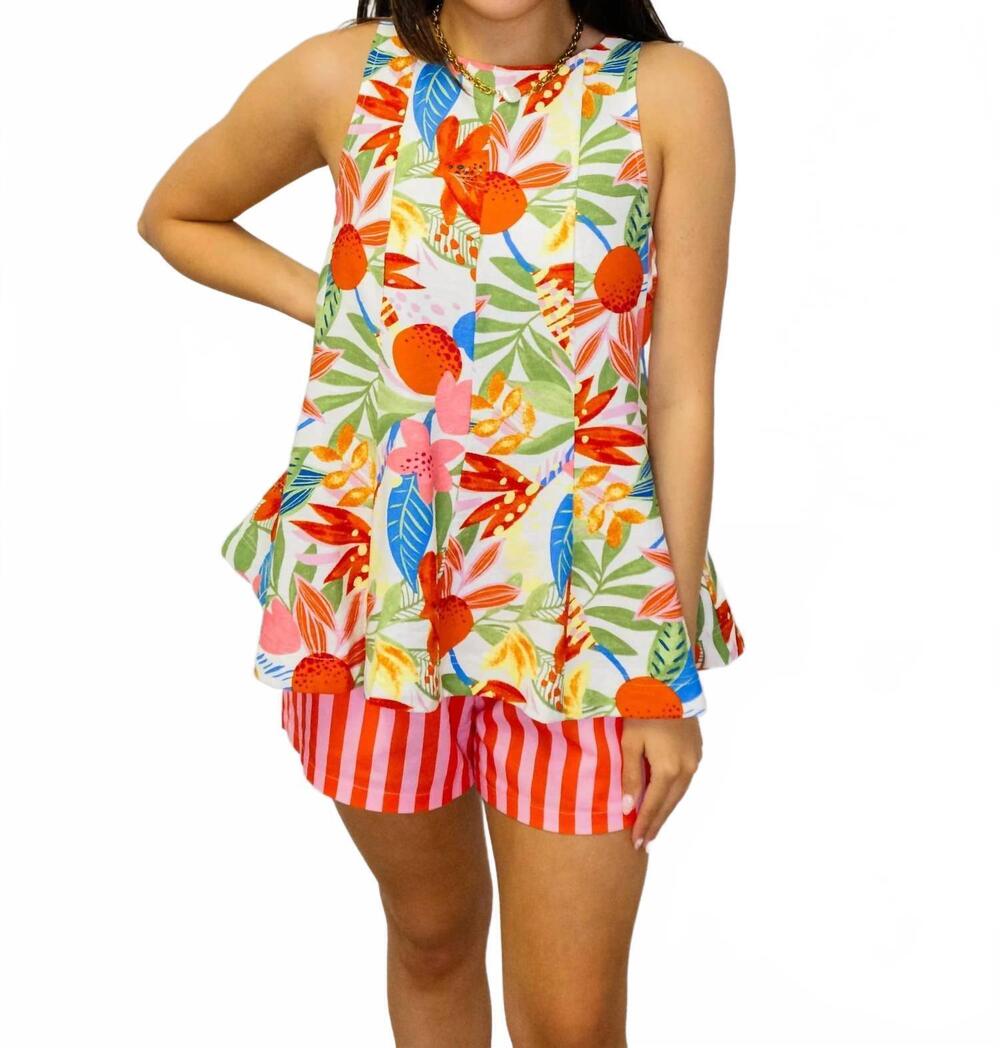 NEW FATE print flared top in white multi